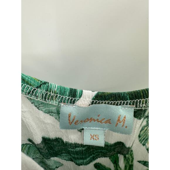 Veronica M Green Tropical Print Sleeveless Romper Jumpsuit V-Neck Women Size XS - Picture 8 of 8